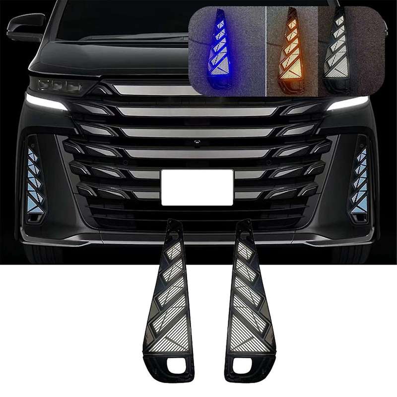 Car Front Bumper LED DRL Daytime Running Light Three-Color Turn Signal Lamp for Vellfire 40 Series 2