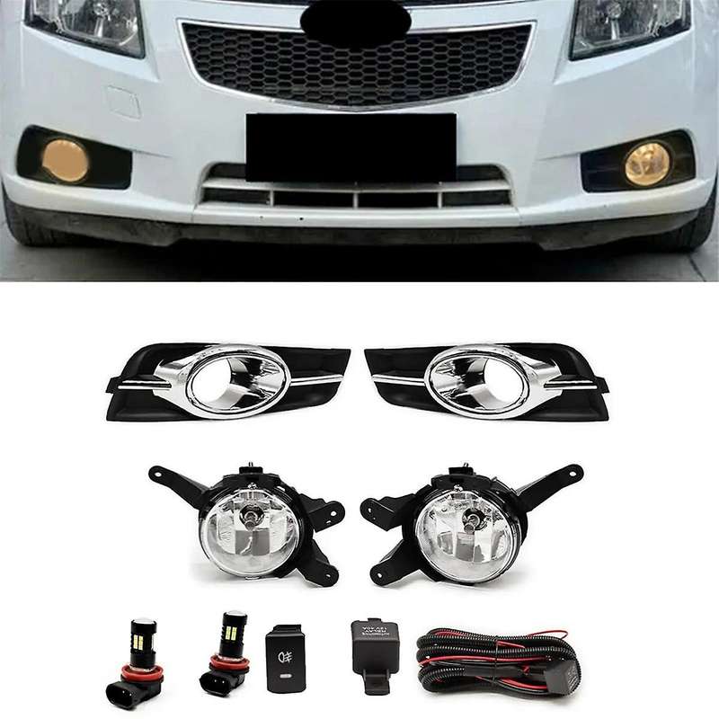 Car Front Bumper LED Fog Light Kits for 2009-2014 Chrome Fog Lamp Cover Grill Bezel Relay Switch Ha