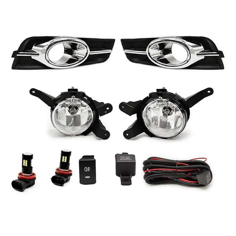 Car Front Bumper LED Fog Light Kits for 2009-2014 Chrome Fog Lamp Cover Grill Bezel Relay Switch Har