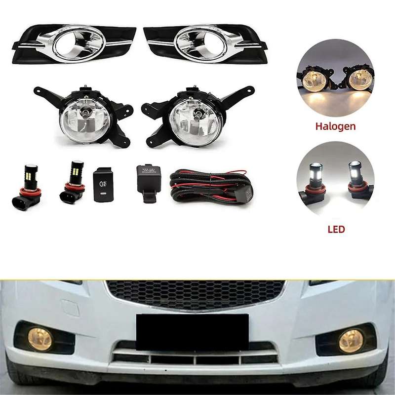 Car Front Bumper LED Fog Light Kits for 2009-2014 Chrome Fog Lamp Cover Grill Bezel Relay Switch Har
