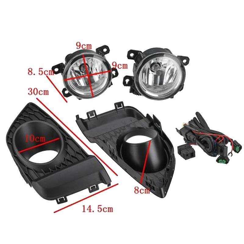 Car Front Bumper Left & Right Fog Light Lamp Bezels Cover with Harness Switch Kit for Fit 2014 2015