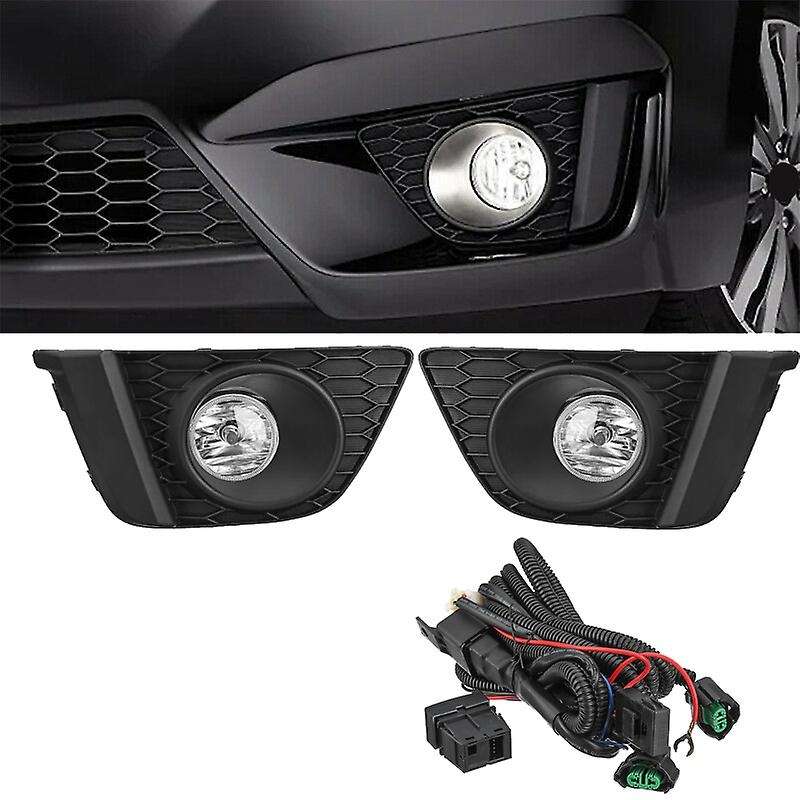 Car Front Bumper Left & Right Fog Light Lamp Bezels Cover with Harness Switch Kit for Fit 2014 2015
