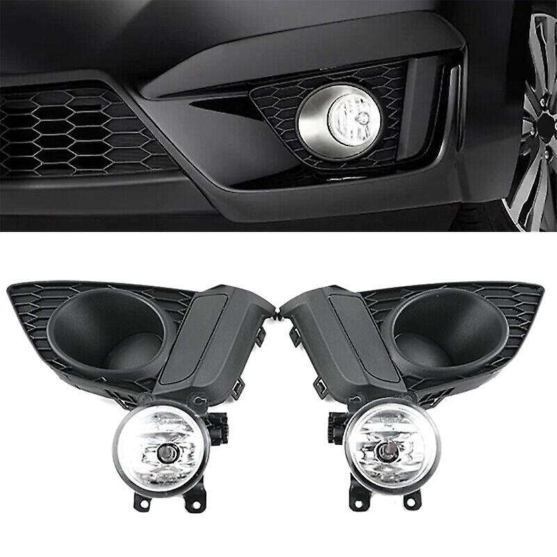 Car Front Bumper Left & Right Fog Light Lamp Bezels Cover with Harness Switch Kit for Fit 2014 2015