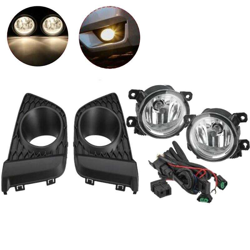 Car Front Bumper Left & Right Fog Light Lamp Bezels Cover with Harness Switch Kit for Fit 2014 2015