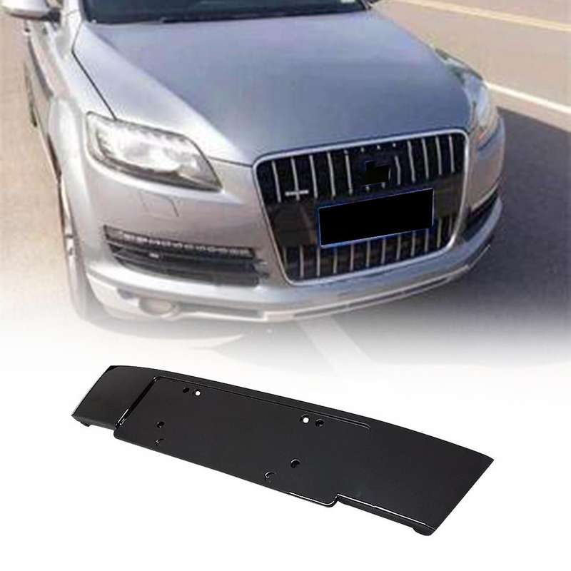 Car Front Bumper License Bracket Plate Bright Black for- 2010 2011-2015 4L0807285