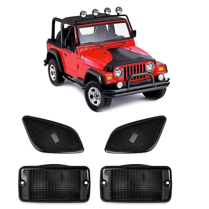 Car Front Bumper Light Cover 55157033AA for Wrangler TJ 1997-2006 Turn Signal Light Cover Black