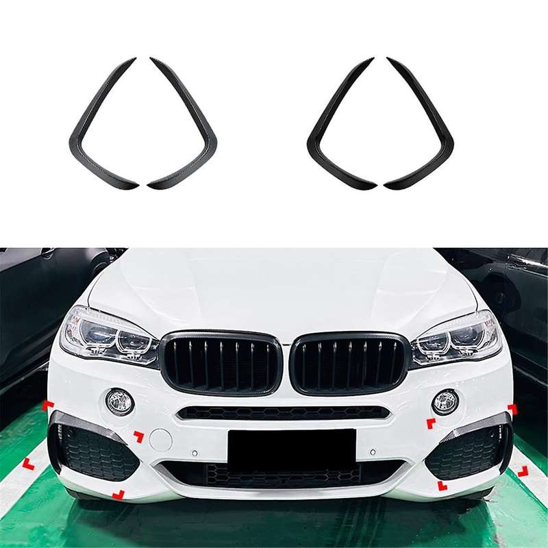 Car Front Bumper Lip Side Spoiler Fog Lamp Frames Cover for X5 F15 2014-2018 Body Kit Splitter(carbo