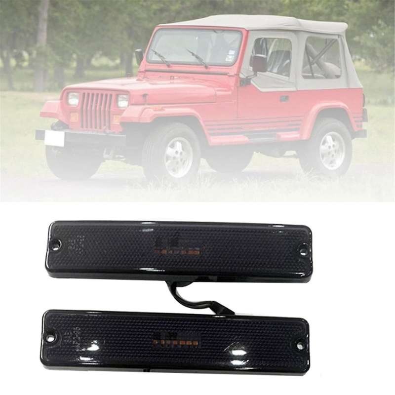 Car Front Bumper Light LED Marker Lights 56001424 for Wrangler YJ 1987-1995 Turn Signal Light Black