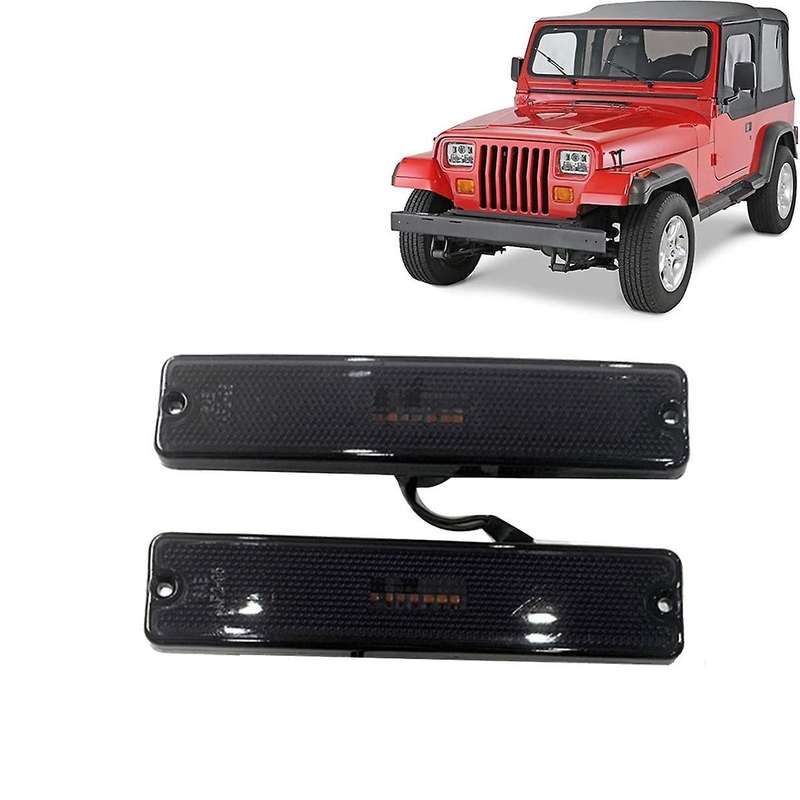 Car Front Bumper Light LED Marker Lights 56001424 for Wrangler YJ 1987-1995 Turn Signal Light Black