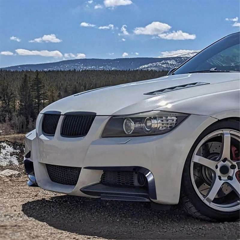 Car Front Bumper Lip Splitter Spoiler Strips for 3 Series E90 E91 2005-2008 Air Knife Trims Gloss Bl