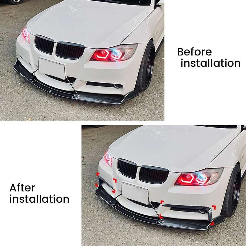 Car Front Bumper Lip Splitter Spoiler Strips for 3 Series E90 E91 2005-2008 Air Knife Trims Gloss Bl