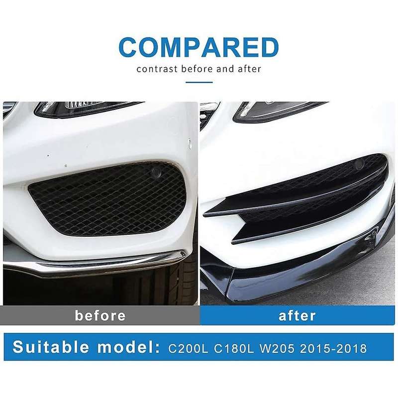 Car Front Bumper Lip Splitter Spoiler Fog Lights Trim Sticker for 2015-2018 C Class W205 C200L C180L