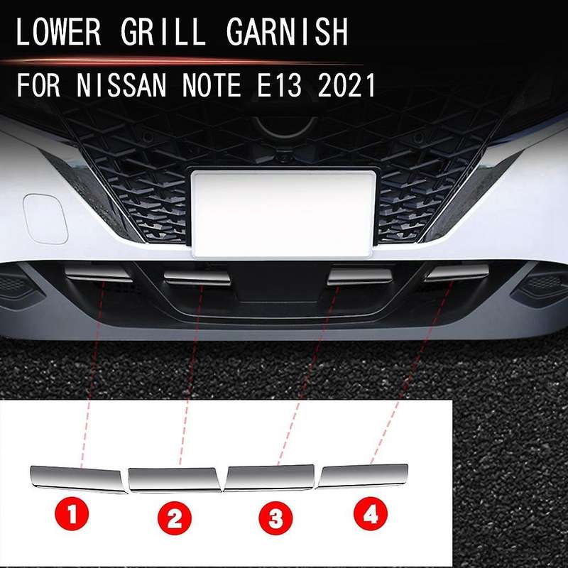 Car Front Bumper Lower Grille Trim Cover Middle Mesh Trim Cover Grille Bright Strip for NOTE E13 202