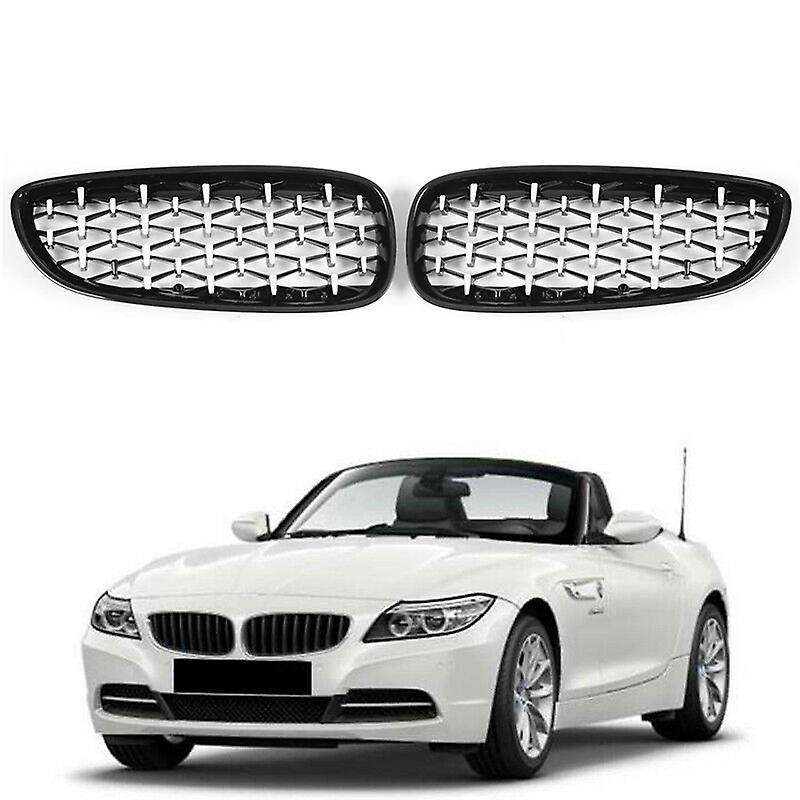 Car Front Bumper Racing Grills Kidney Grille Diamond Grille for  Z4 E89 2009-2016 Black + Silver