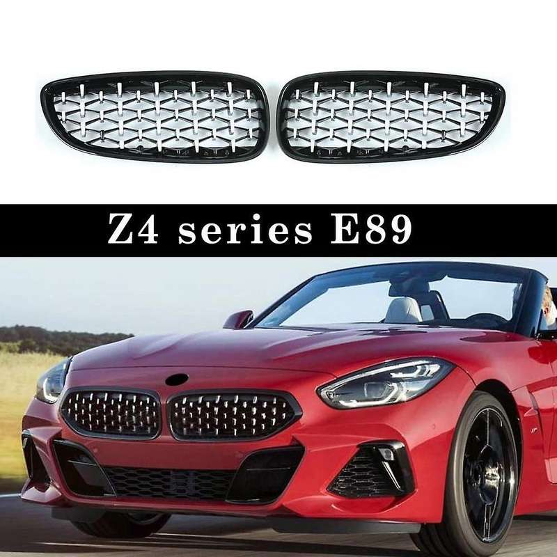 Car Front Bumper Racing Grills Kidney Grille Diamond Grille for  Z4 E89 2009-2016 Black + Silver