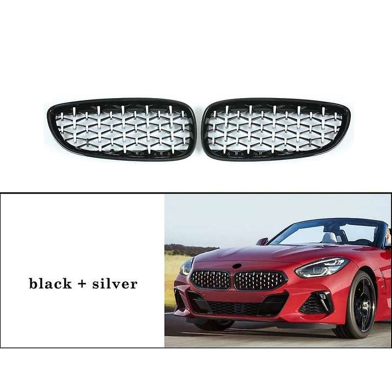 Car Front Bumper Racing Grills Kidney Grille Diamond Grille for  Z4 E89 2009-2016 Black + Silver