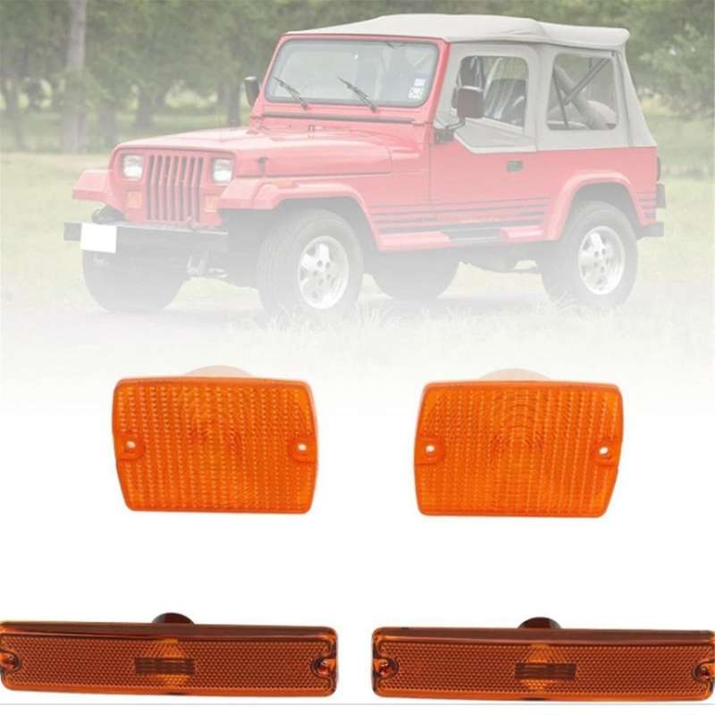 Car Front Bumper Side Marker Light Cover 56001378 56001424 for YJ 1987-1995 Turn Signal Light Cover