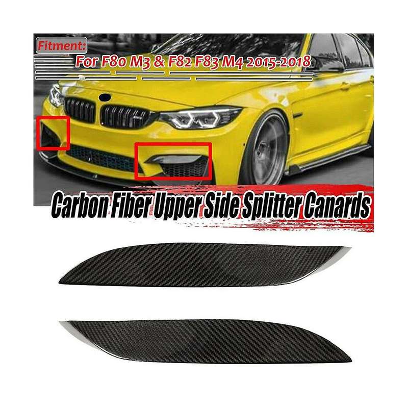 Car Front Bumper Side Splitter Canards Lip Spoiler for F80 M3 F82 F83 2015-2018 Real Carbon Fiber