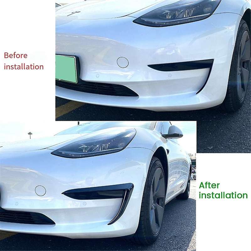 Car Front Bumper Splitter Spoiler Covers Trim Fog Lights Eyebrow Wind Knife for 2017-2023 Gloss Blac