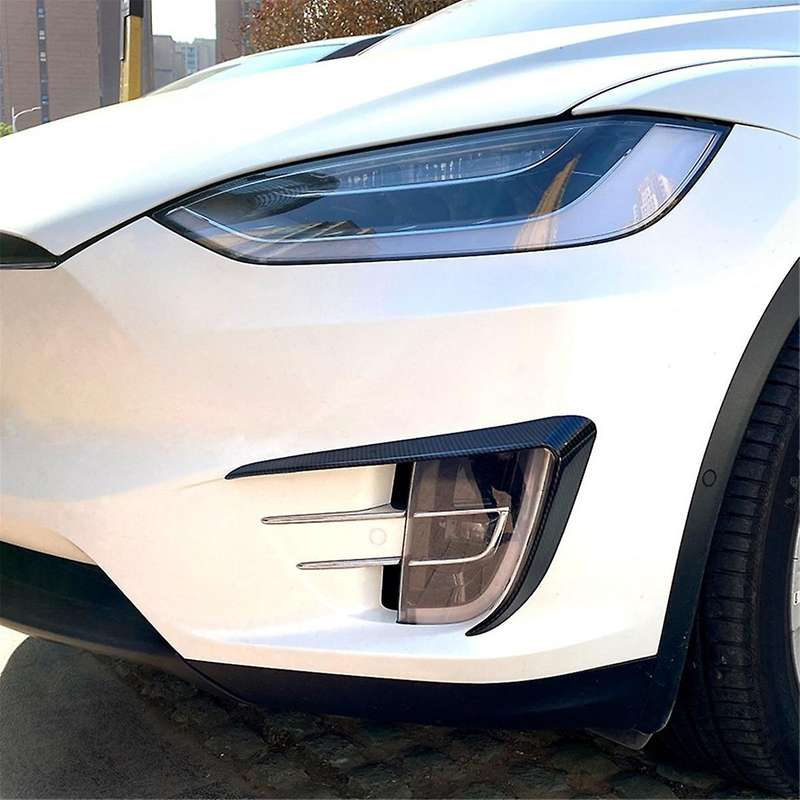 Car Front Bumper Splitter Spoiler Covers Trim Fog Lights Eyebrow Wind Knife for Model X 2015-2020 C