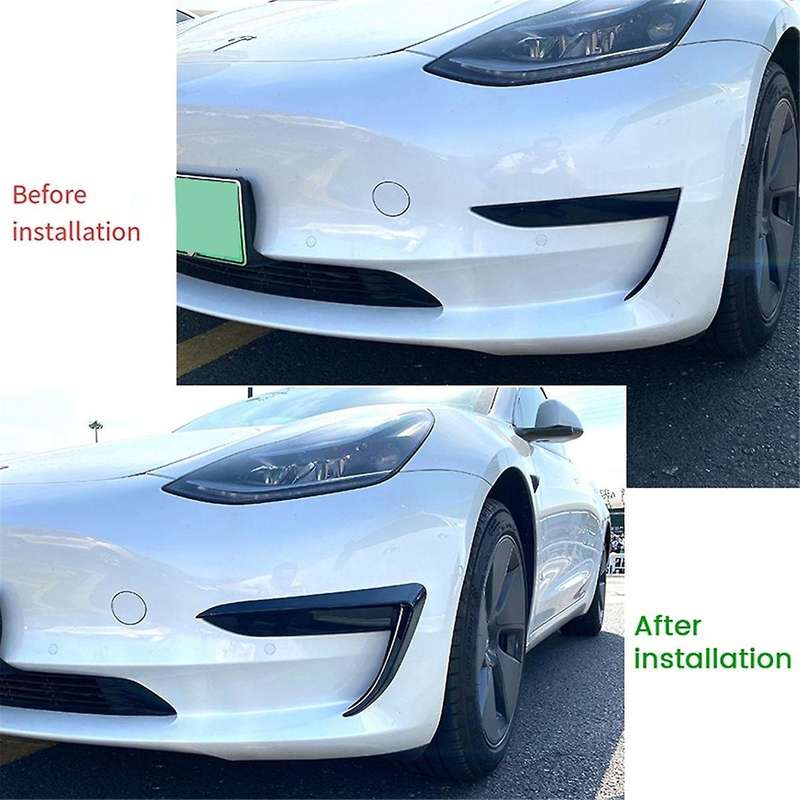 Car Front Bumper Splitter Spoiler Covers Trim Fog Lights Eyebrow Wind Knife for 2017-2023 Abs Carbo