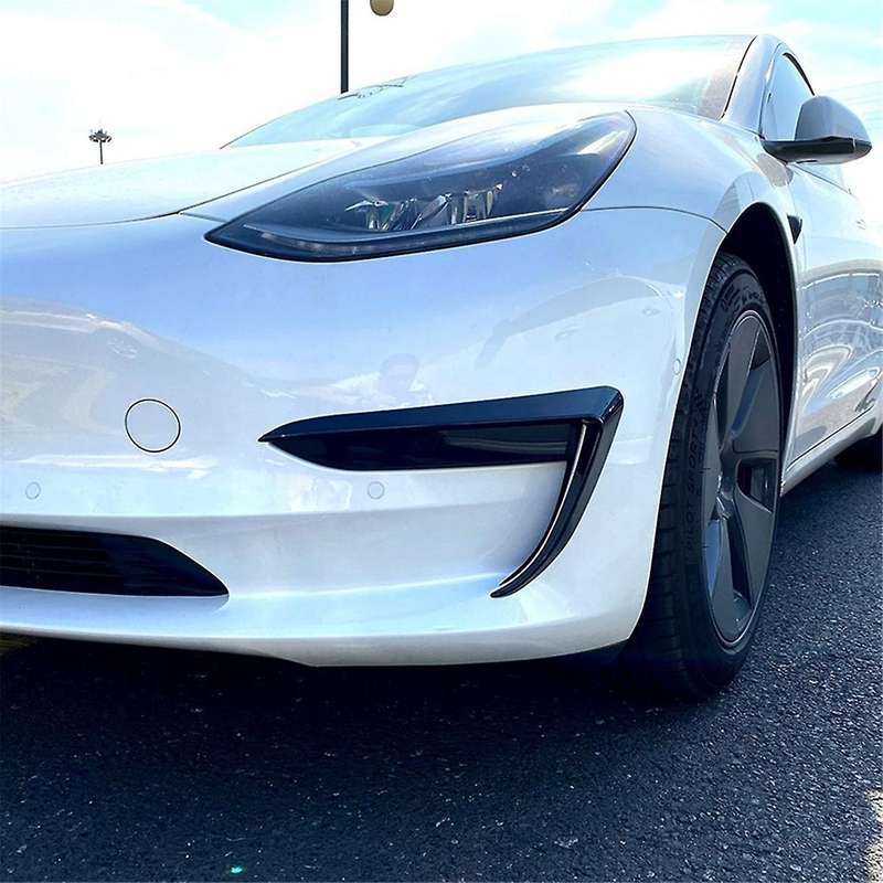 Car Front Bumper Splitter Spoiler Covers Trim Fog Lights Eyebrow Wind Knife for 2017-2023 Gloss Bla
