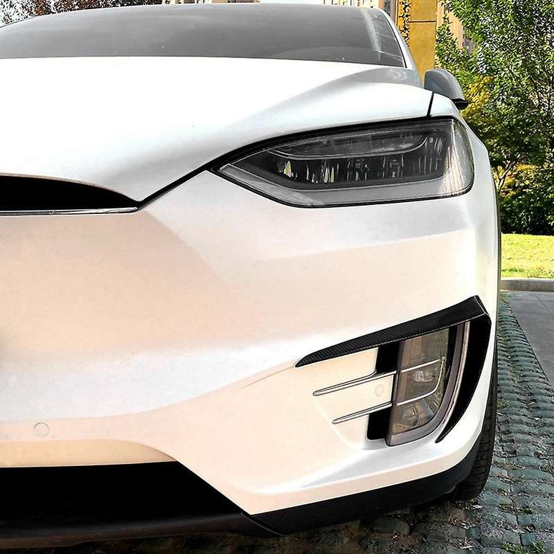 Car Front Bumper Splitter Spoiler Covers Trim Fog Lights Eyebrow Wind Knife Sticker for Model X 2015
