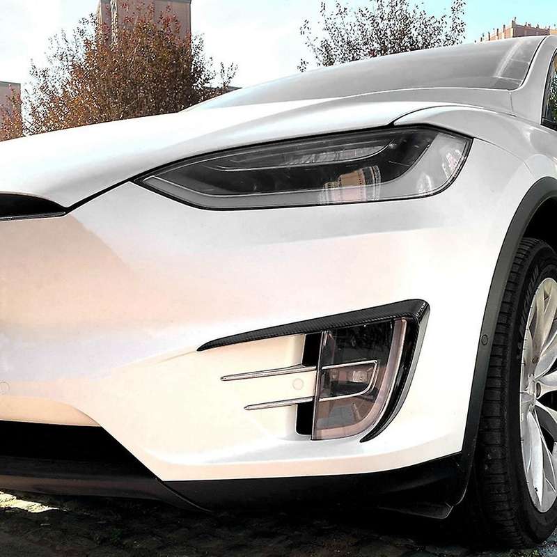 Car Front Bumper Splitter Spoiler Covers Trim Fog Lights Eyebrow Wind Knife Sticker for Model X 2015