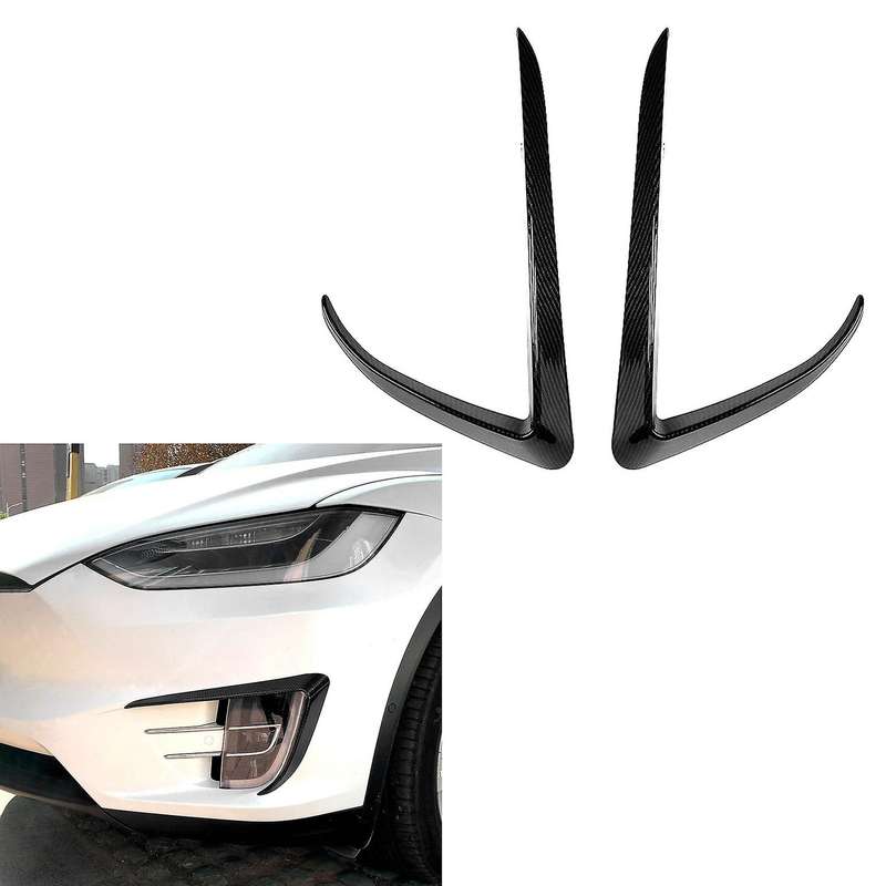 Car Front Bumper Splitter Spoiler Covers Trim Fog Lights Eyebrow Wind Knife Sticker for Model X 2015