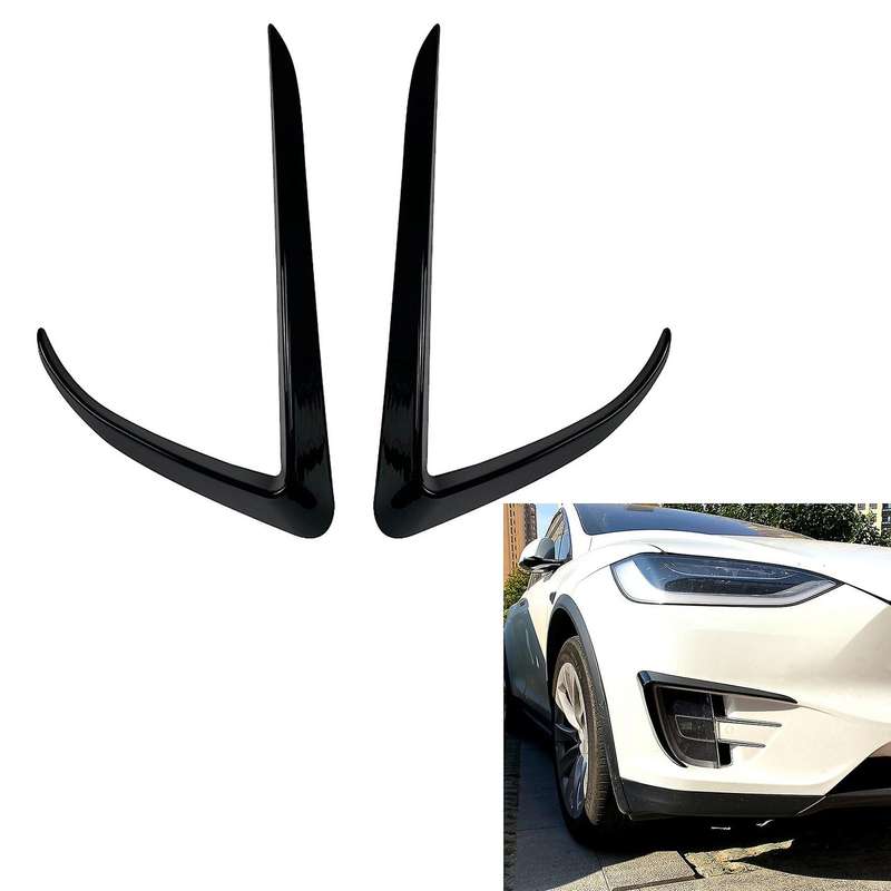 Car Front Bumper Splitter Spoiler Covers Trim Fog Lights Eyebrow Wind Knife Sticker for Model X 2015