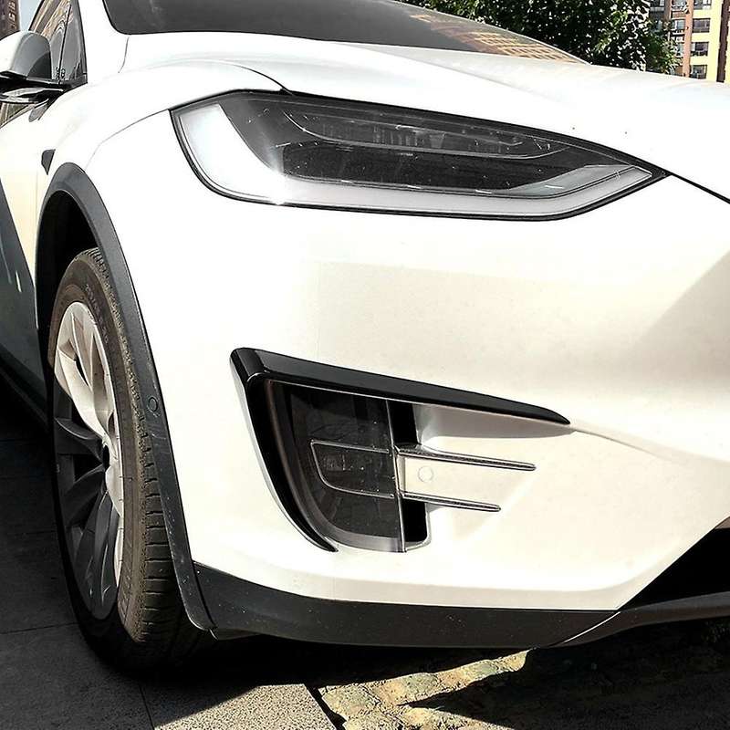 Car Front Bumper Splitter Spoiler Covers Trim Fog Lights Eyebrow Wind Knife Sticker for Model X 2015