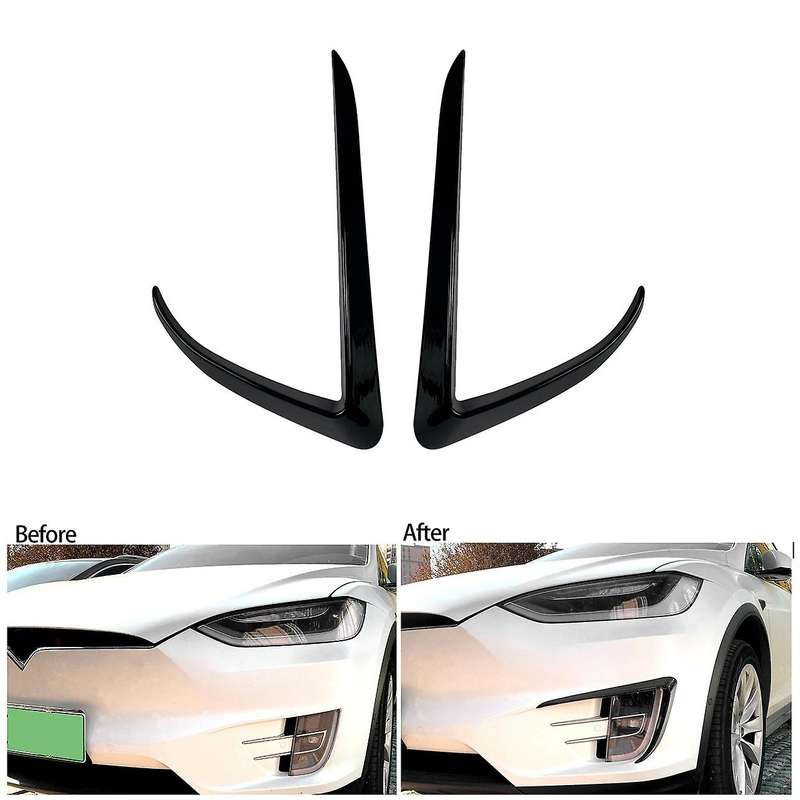 Car Front Bumper Splitter Spoiler Covers Trim Fog Lights Eyebrow Wind Knife Sticker for Model X 2015