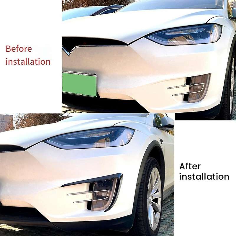 Car Front Bumper Splitter Spoiler Covers Trim Fog Lights Eyebrow Wind Knife for Model X 2015-2020 Ca