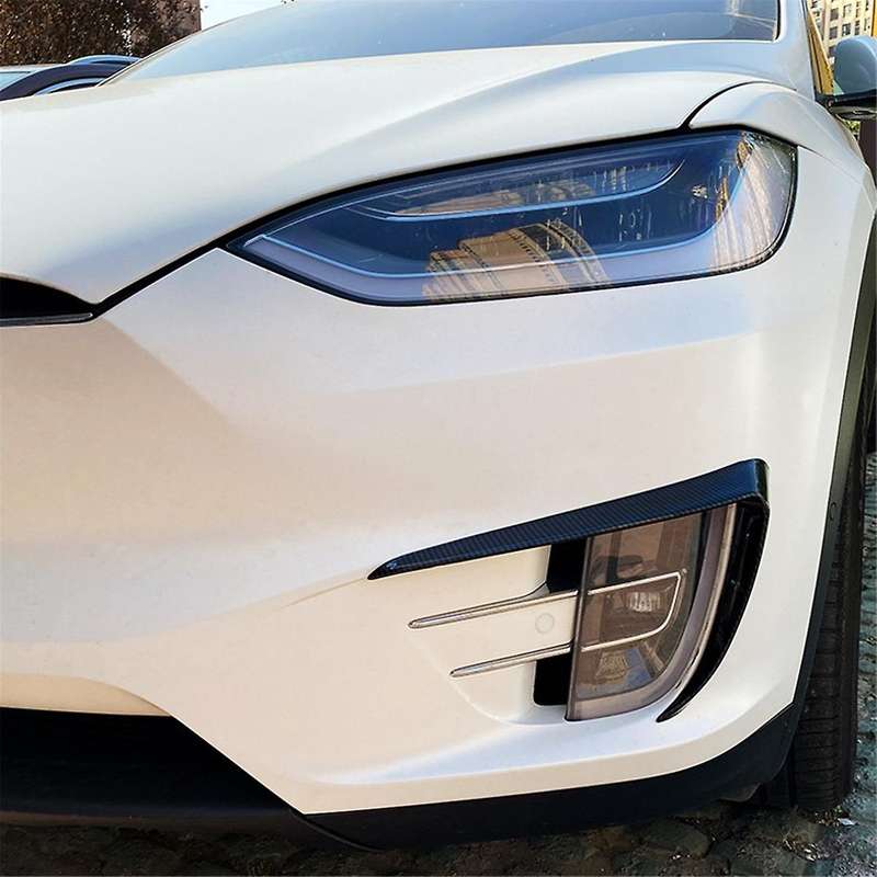Car Front Bumper Splitter Spoiler Covers Trim Fog Lights Eyebrow Wind Knife for Model X 2015-2020 Ca