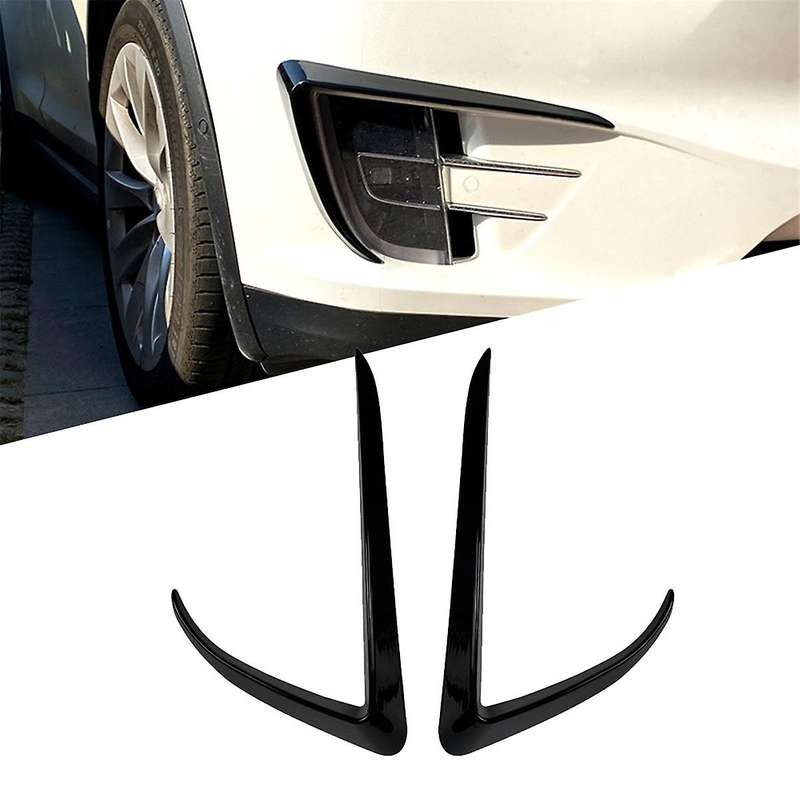 Car Front Bumper Splitter Spoiler Covers Trim Fog Lights Eyebrow Wind Knife for Model X 2015-2020 Gl