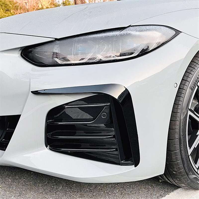 Car Front Bumper Splitter Spoiler for 4 Series G26 2020+ Fog Lights Decorative Cover Bright Black