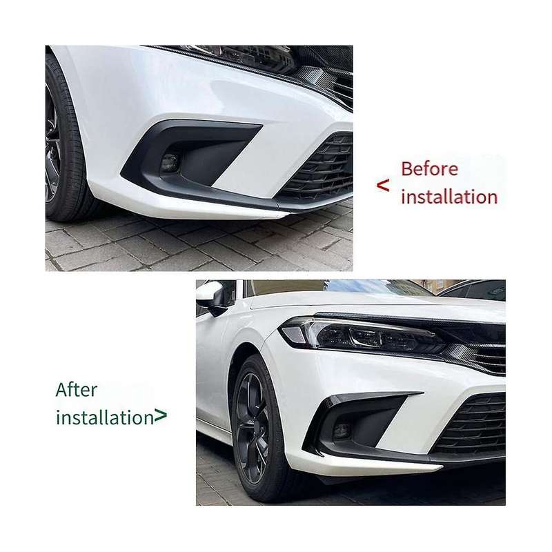 Car Front Bumper Splitter Spoiler Fog Light Canard for 11th Generation 2021+ Carbon Fiber Pattern