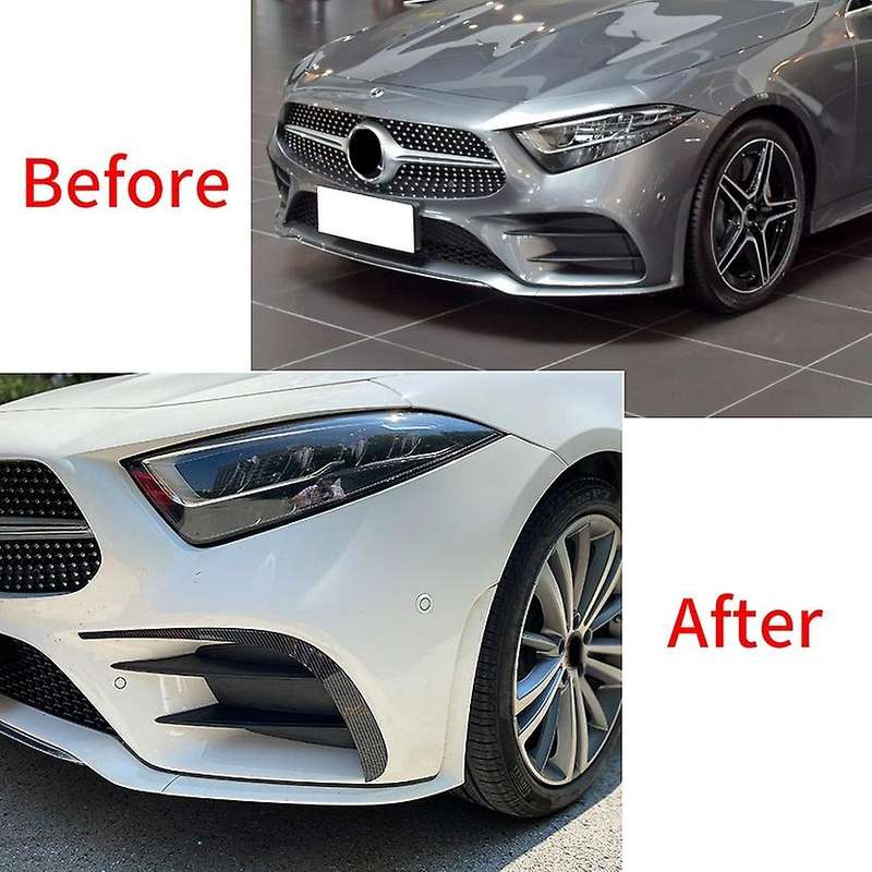Car Front Bumper Splitter Spoiler Side Decorative Covers for -Class C257 2018-2021 Line Black