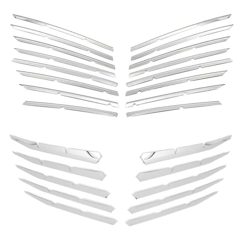 Car Front Bumper Top+Lower Grille Grill Strips Trim for 3008 GT 2016-2020 5008 GT 2017-2020 Stainles