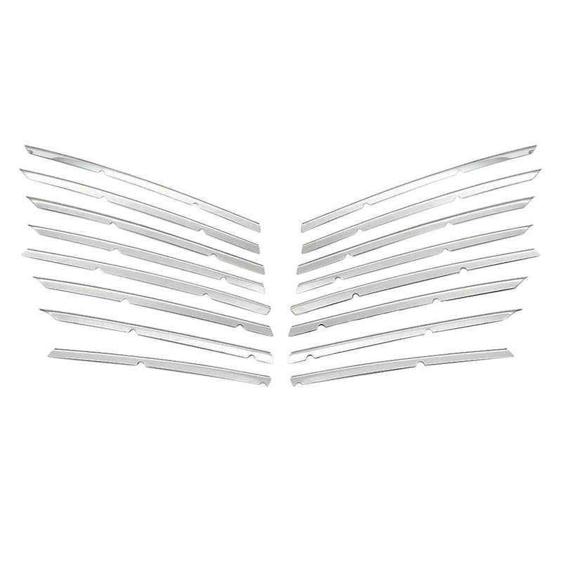 Car Front Bumper Top Grille Grill Strips Trim for 3008 GT 2016-2020 5008 GT 2017-2020 Stainless Stee