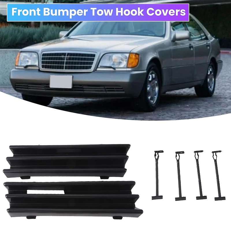 Car Front Bumper Tow Hook Covers Caps 1Pair Fits for S-Class W140 4-DOOR 1992-1993 1408800105 140880