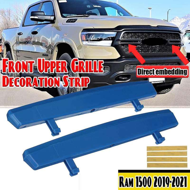 Car Front Bumper Upper Center Racing Grille Grill Moulding Strips for Ram 1500 2019 2020 2021 2022 B