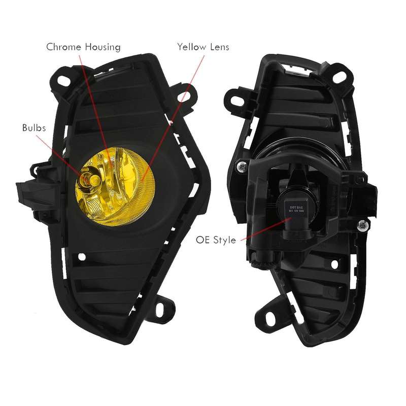 Car Front Bumper Yellow Fog Light Driving Lamp Kit Bezel Covers & Harness Switch for 2019 2020 2021