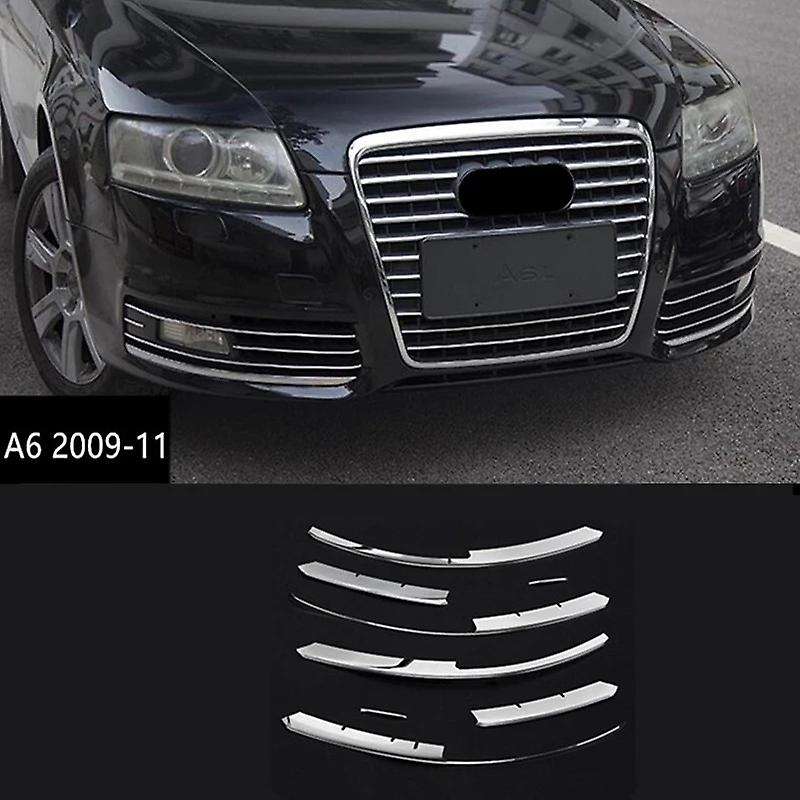 Car Front Fog Lamp Grille Cover Trim Strip Car Decorative for- A6 C6 2009-2011