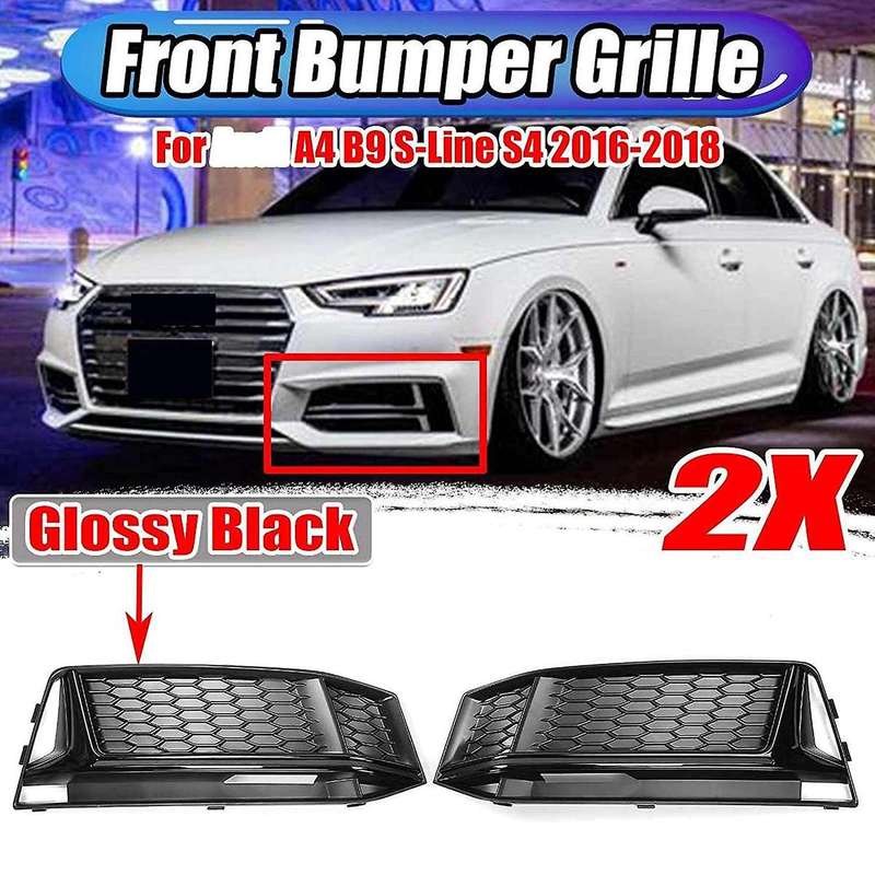 Car Front Fog Light Grill Grille Lamp Cover Honeycomb Hex for - A4 B9 S4 2016-2018 8W0807681K 8W0807