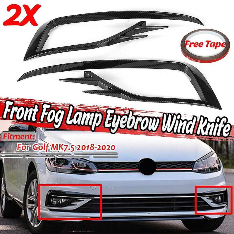 Car Front Fog Light Grilles Fog Lamp Eyebrow Cover Trim for Golf 7.5 7.5 2018 2019 2020 Carbon Fiber