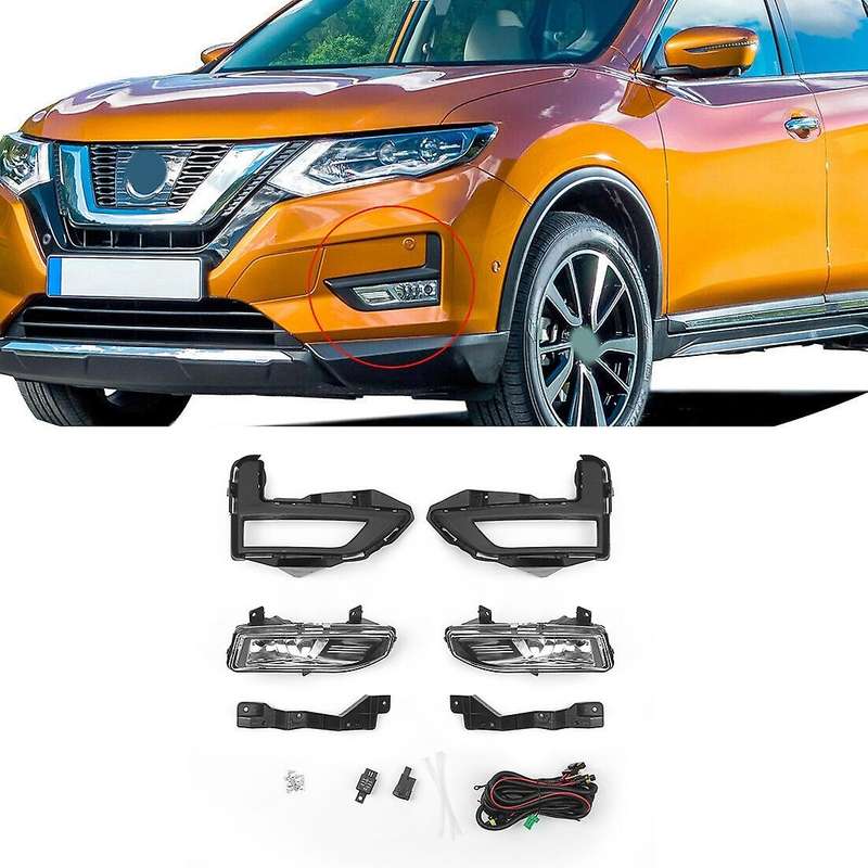 Car Front Fog Lights Bumper Daytime Running Turn Signal Lamps Harness Switch Kits for Rogue 2017 201