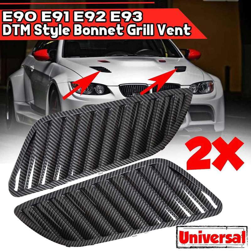 Car Front Grill Hood Cover, Carbon Fiber Grill Outlet Vent Cover Trim for  E90 E91 E92 F30 E46 Dtm