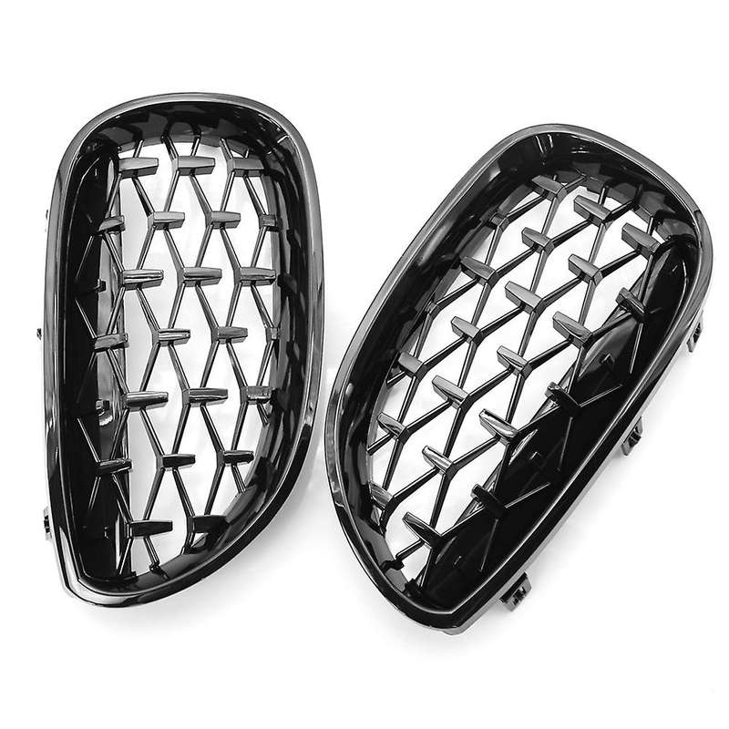 Car Front Grill, Pair Front Hood Diamond Grille Grill for  E60 E61 5 Series 525I 528I 2003-2010