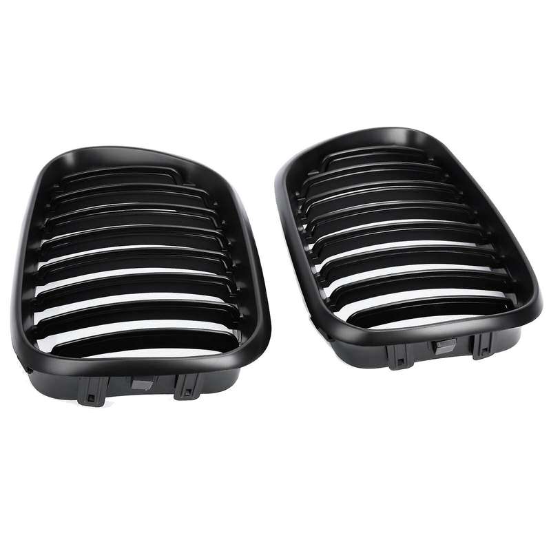 Car Front Grille Grill L&R Hood Bumper Kidney Grilles Matte Black for - E53 X5 1999 2000 2001 2002 2